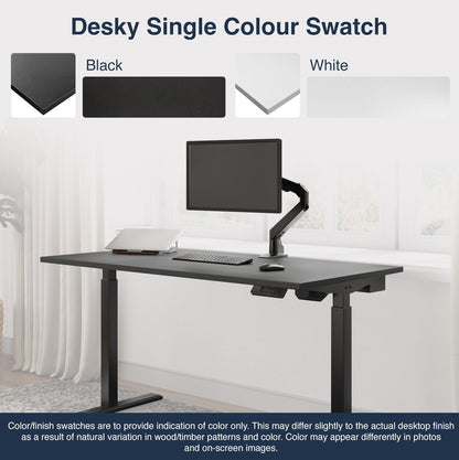 Desky Single Sit Stand Gaming Desk 200cm Black Desktop and Space Grey Frame