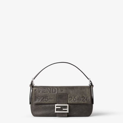 Baguette 26424 Black Leather Stencil Print Bag