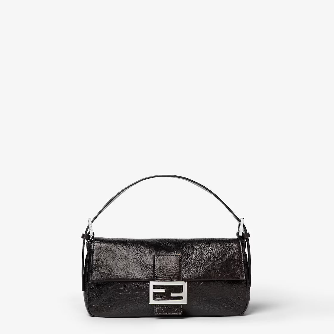 Baguette 26424 Crackled Black Leather Bag