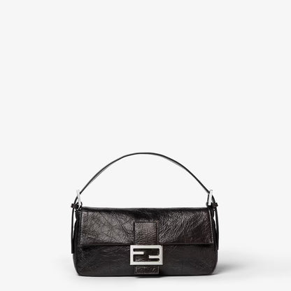 Baguette 26424 Crackled Black Leather Bag