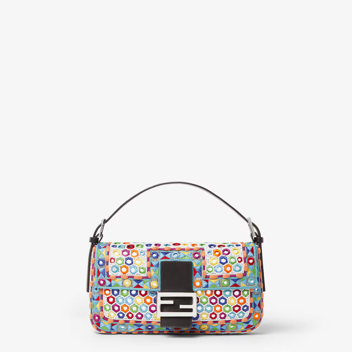 Baguette 26424 Multicolour Re Edition Bag with Embroidery and Mirrors