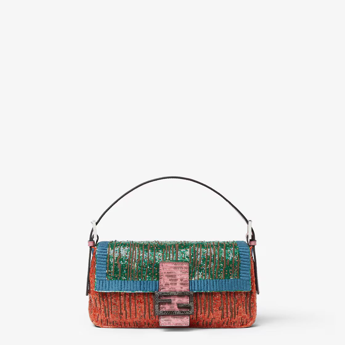 Baguette 26424 Multicolour Re Edition Bag with Embroidery (Light Fuchsia)