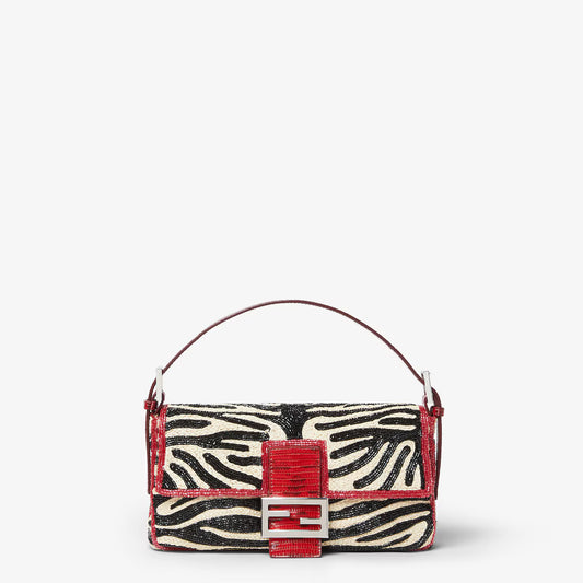 Baguette 26424 Raffia and Bead Re Edition Bag