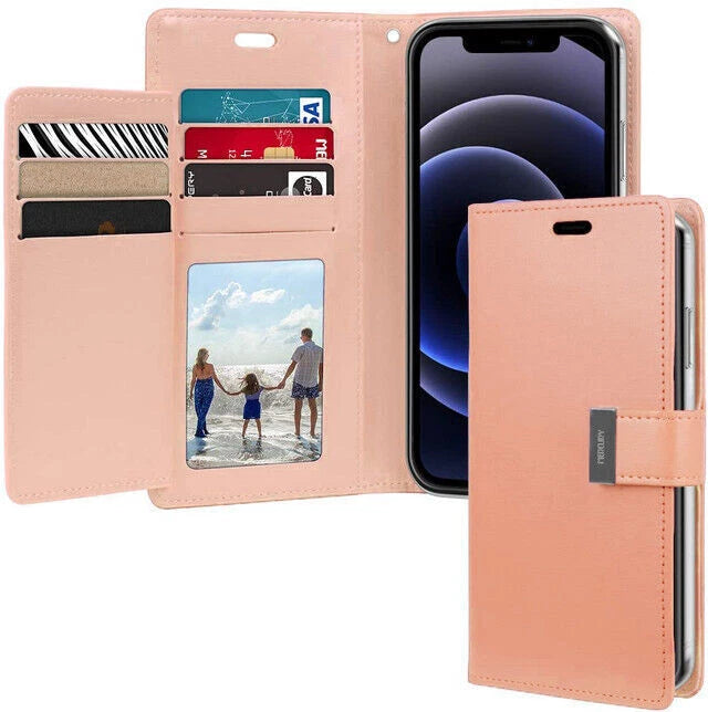 Goospery Rich Diary Case for iPhone 13 - rose gold