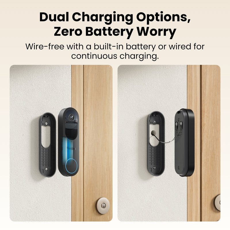 Reolink 2K 4MP Battery Video Doorbell Smart Detection Chime Black
