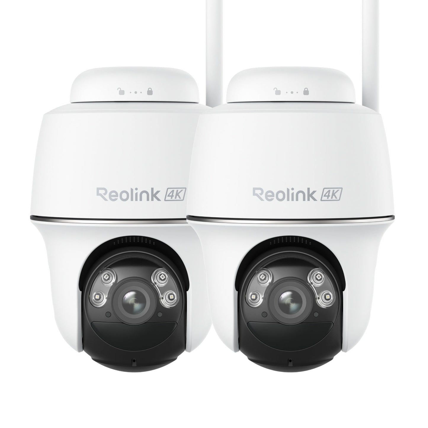 Reolink Argus PT Ultra 4K Pan Tilt Wireless Automatic Tracking Battery Security Camera 2 Pack (White)
