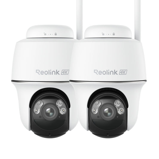 Reolink Argus PT Ultra 4K Pan Tilt Wireless Automatic Tracking Battery Security Camera 2 Pack (White)