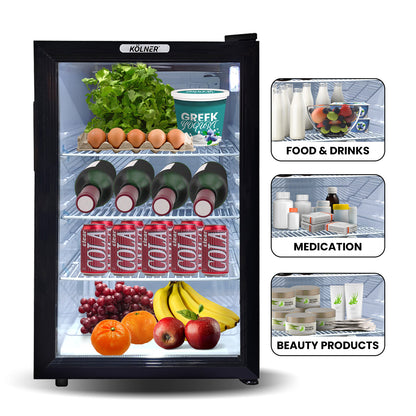 Kolner 70L Mini Bar Fridge Glass Door Beverage Cooler Wine Drinks Refrigerator