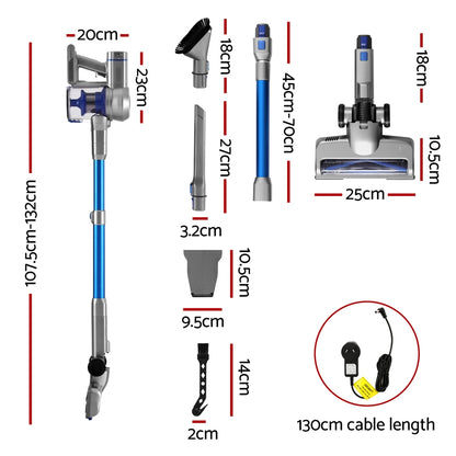 Devanti 300W Stick Vacuum Cleaner Cordless Self-Standing (Blue)