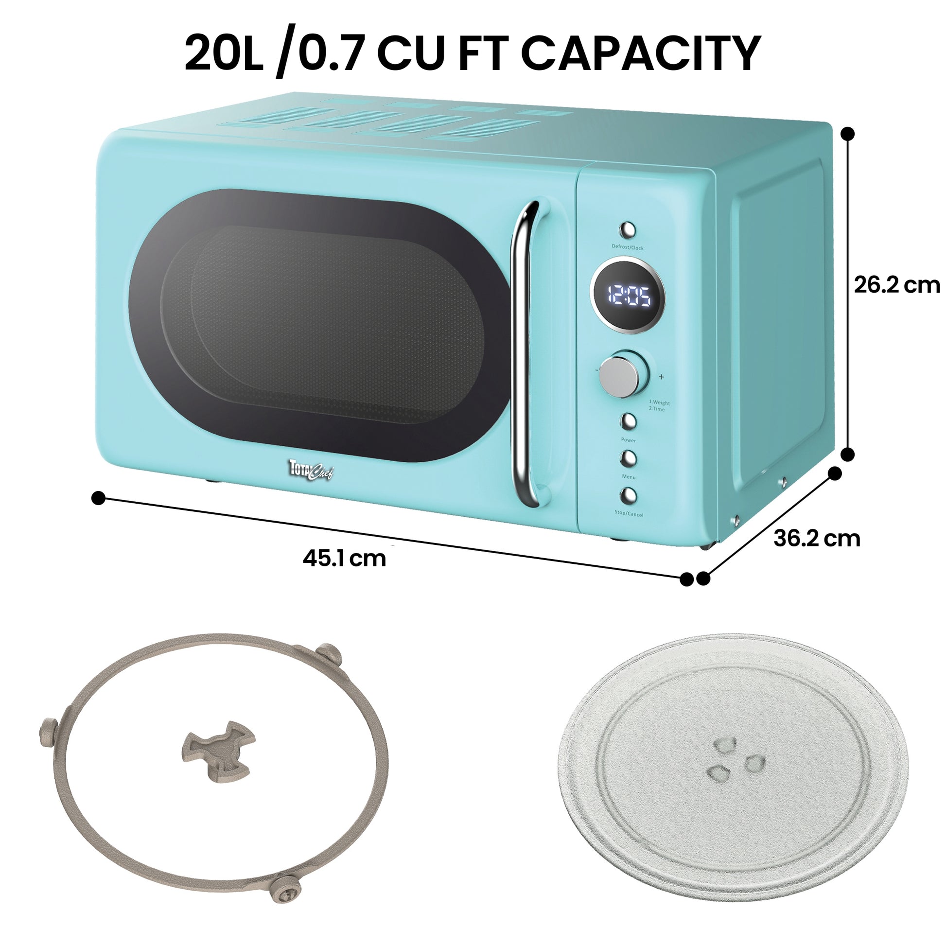 Total Chef Retro Microwave 20L Blue