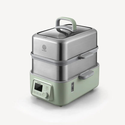 BUYDEEM 10L Electric Food Steamer Two-Tier Digital Quick Steam 1500W (Green)