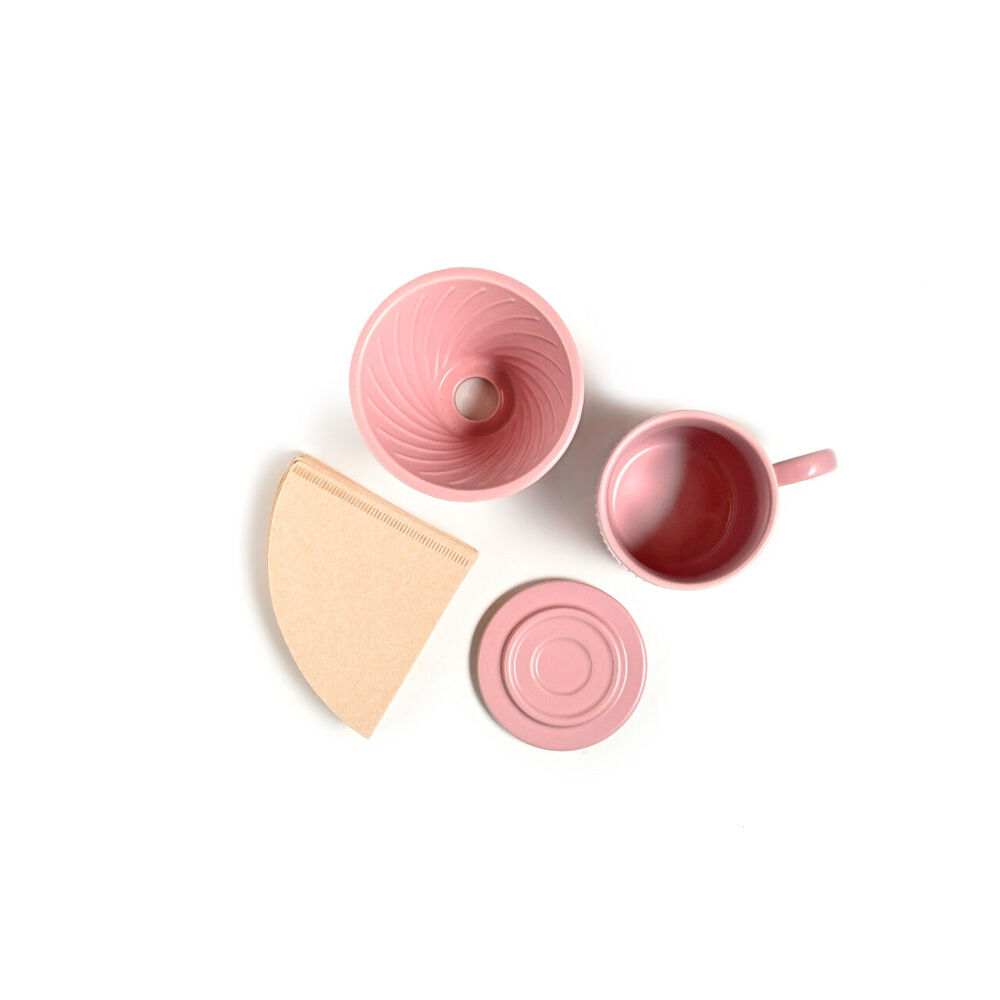 Coffee Culture 320ml Ceramic Coffee Pour Over Mug/Dripper with Filter Set (Pink)