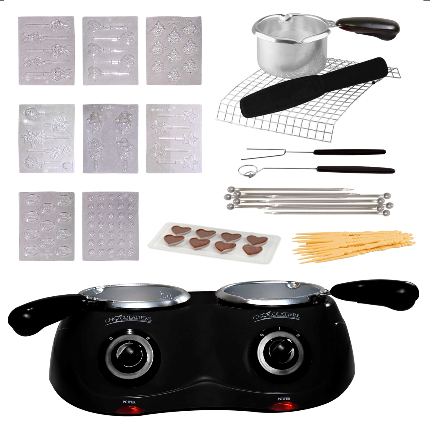 Total Chef Deluxe Chocolatiere Dual Chocolate Melter, 500g Black