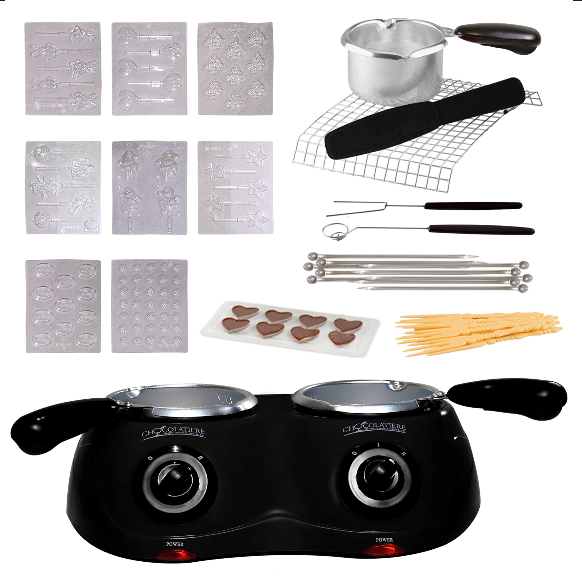 Total Chef Deluxe Chocolatiere Dual Chocolate Melter, 500g Black