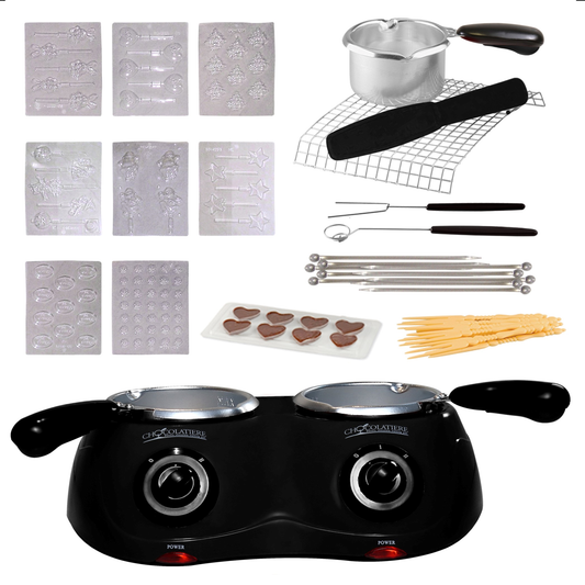 Total Chef Deluxe Chocolatiere Dual Chocolate Melter, 500g Black