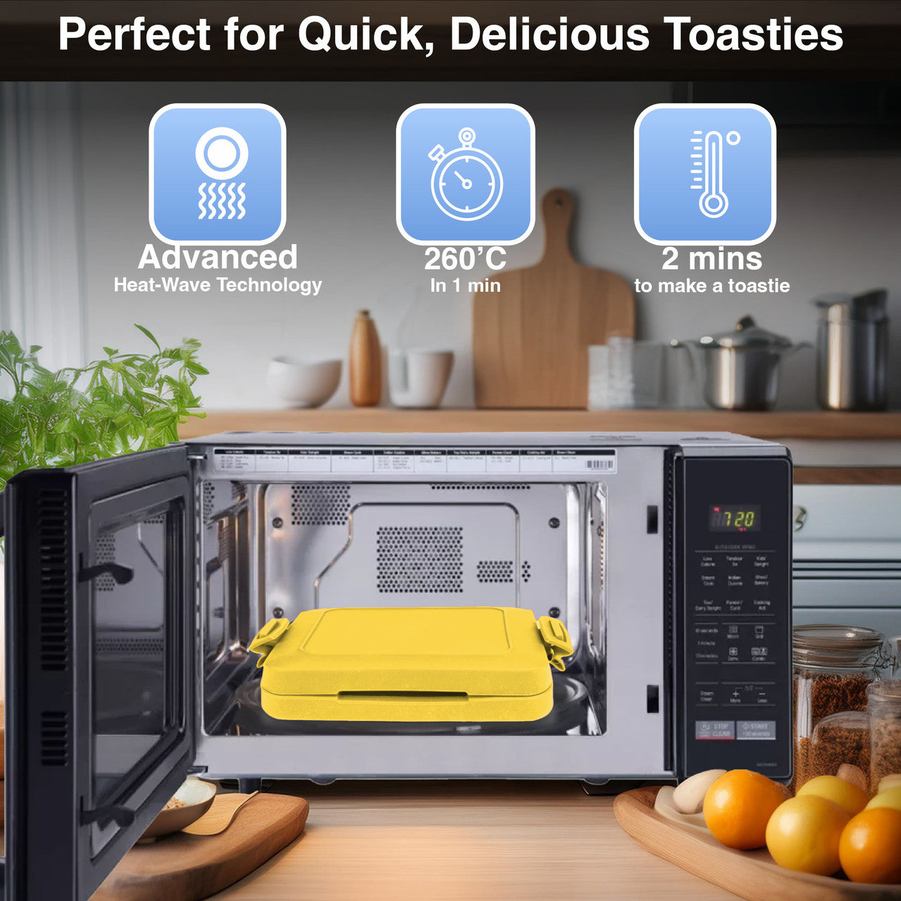 Laser Microwave Toastie Maker with Smiley Face (Yellow)