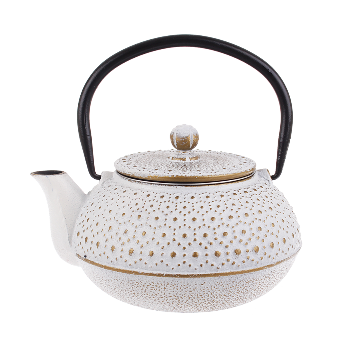 Teaology Cast Iron Teapot 600ml - Beaded White Gold