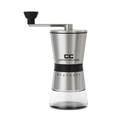 Coffee Culture Premium Stainless Steel Hand Burr Manual Coffee Grinder (Silver)