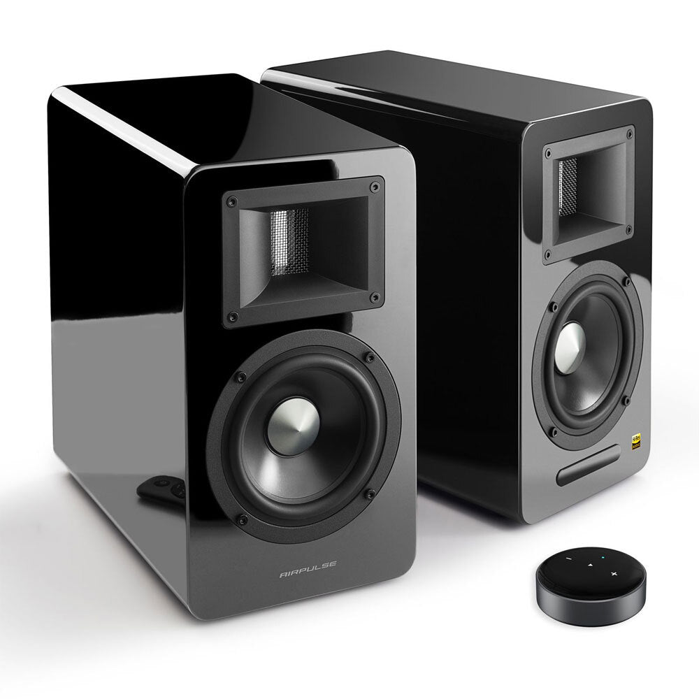 Airpulse A100 Active Wireless Speakers with WiiM Mini Streamer (Black)