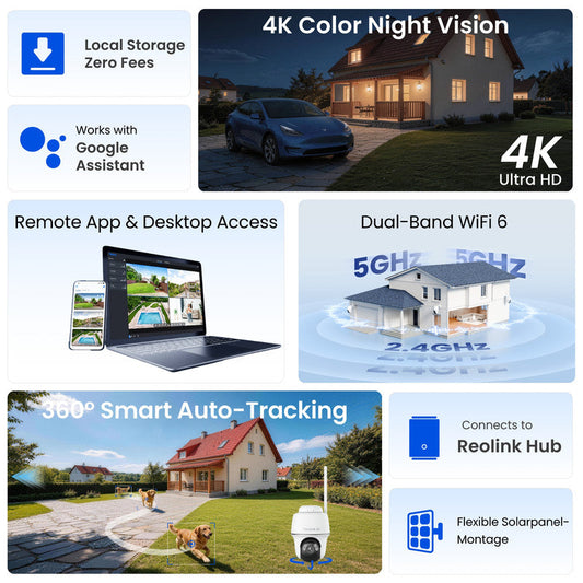 Reolink Argus PT Ultra 4K Pan Tilt Wireless Automatic Tracking Battery Security Camera White