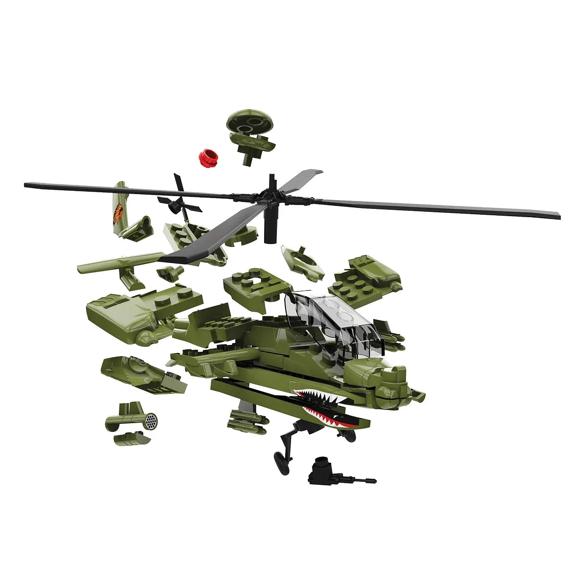 Airfix Quickbuild Apache Helicopter Scaled Plastic Model Kit - Green