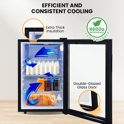 Kolner 70L Mini Bar Fridge Glass Door Beverage Cooler Wine Drinks Refrigerator