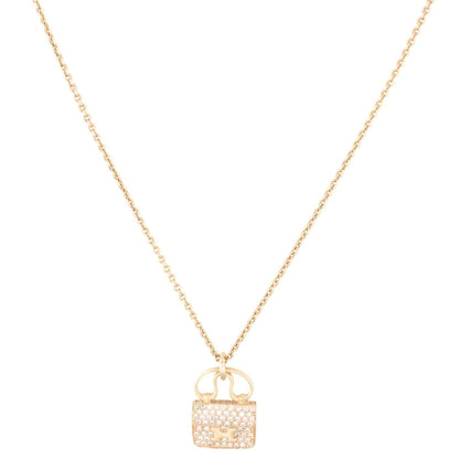Hermes Amulettes Constance Diamond Pendant 18k Rose Gold Necklace