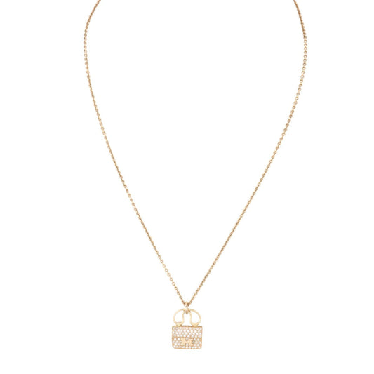 Hermes Amulettes Constance Diamond Pendant 18k Rose Gold Necklace