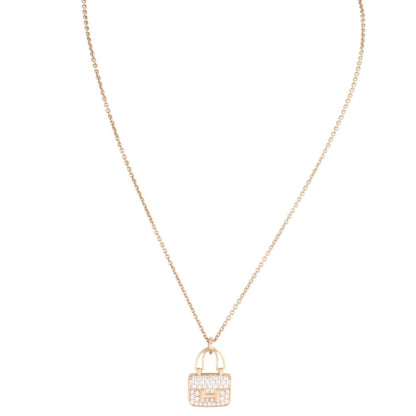 Hermes Amulettes Constance Pendant Diamond 18k Rose Gold Necklace