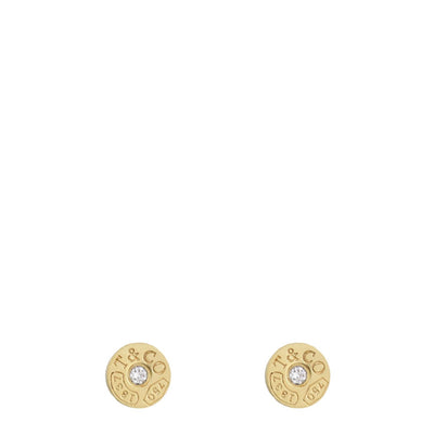 Tiffany & Co 1837 Circle Diamond 18k Yellow Gold Stud Earrings
