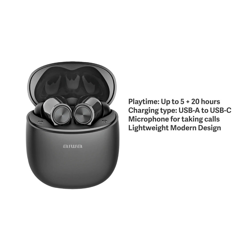 AIWA In-Ear Gelstem Bluetooth Earbuds (Black)