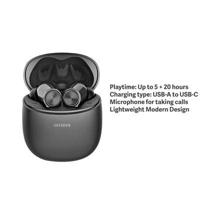 AIWA In-Ear Gelstem Bluetooth Earbuds (Black)