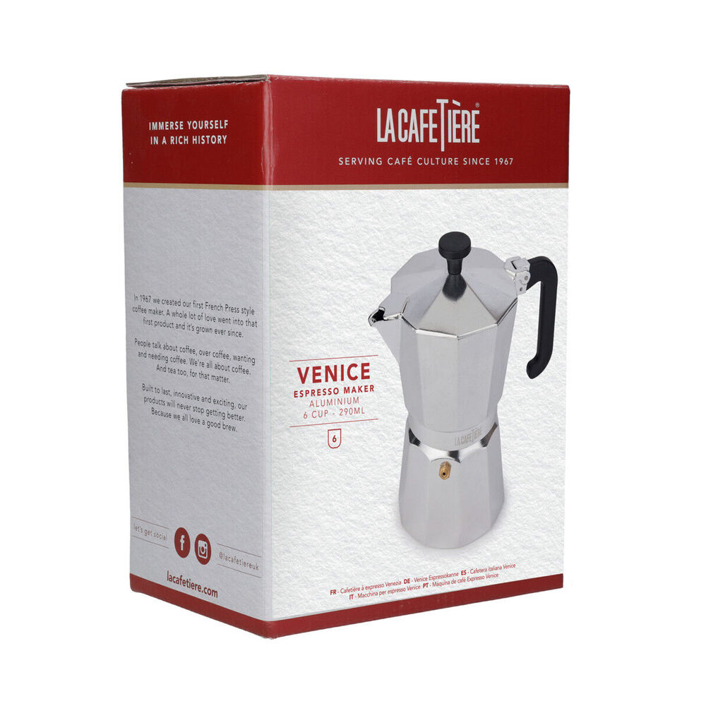 La Cafetiere Venice 6-Cup 290ml Espresso Maker Aluminum Coffee Pot (Silver)