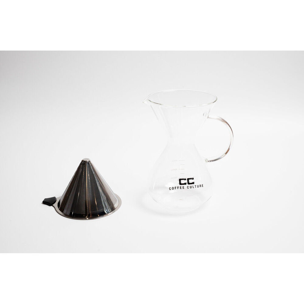 Coffee Culture Pour Over 600ml Glass Coffee Maker Drip Jug with Filter Clear