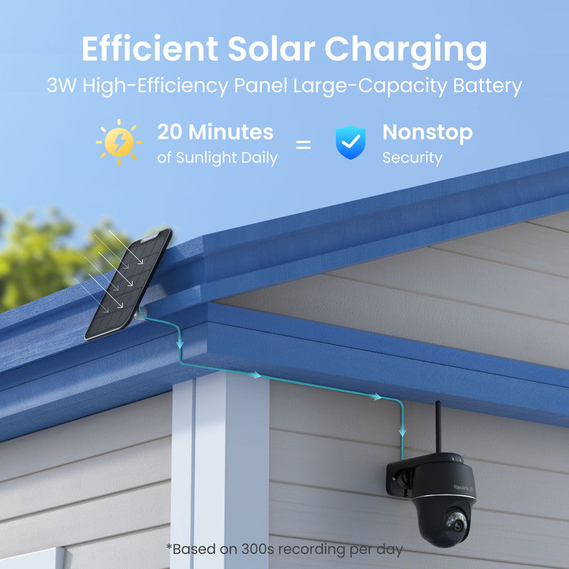 Reolink Argus PT Ultra 4K Pan Tilt  Auto Tracking Battery Security Camera+Solar Panel Black(2 Pack)