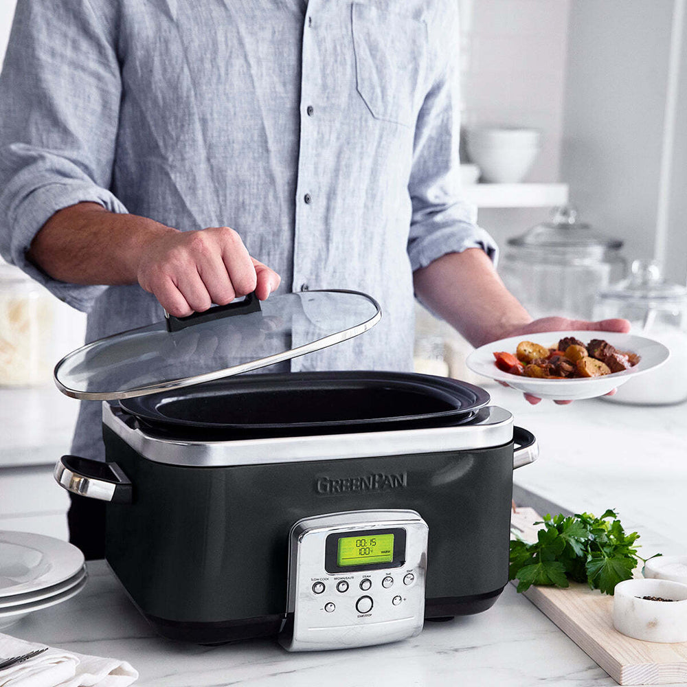 GreenPan Elite Electric Black Slow Cooker 230V 2200W Home Kitchen Cookware