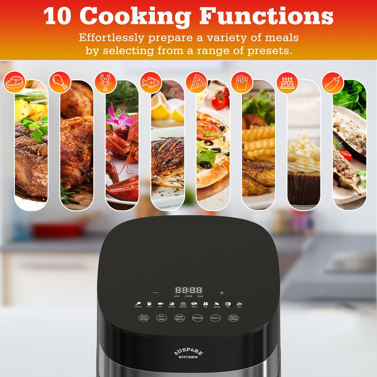 AUSPURE Air Fryer 7L Premium Digital with Cookbook, Nonstick Tray