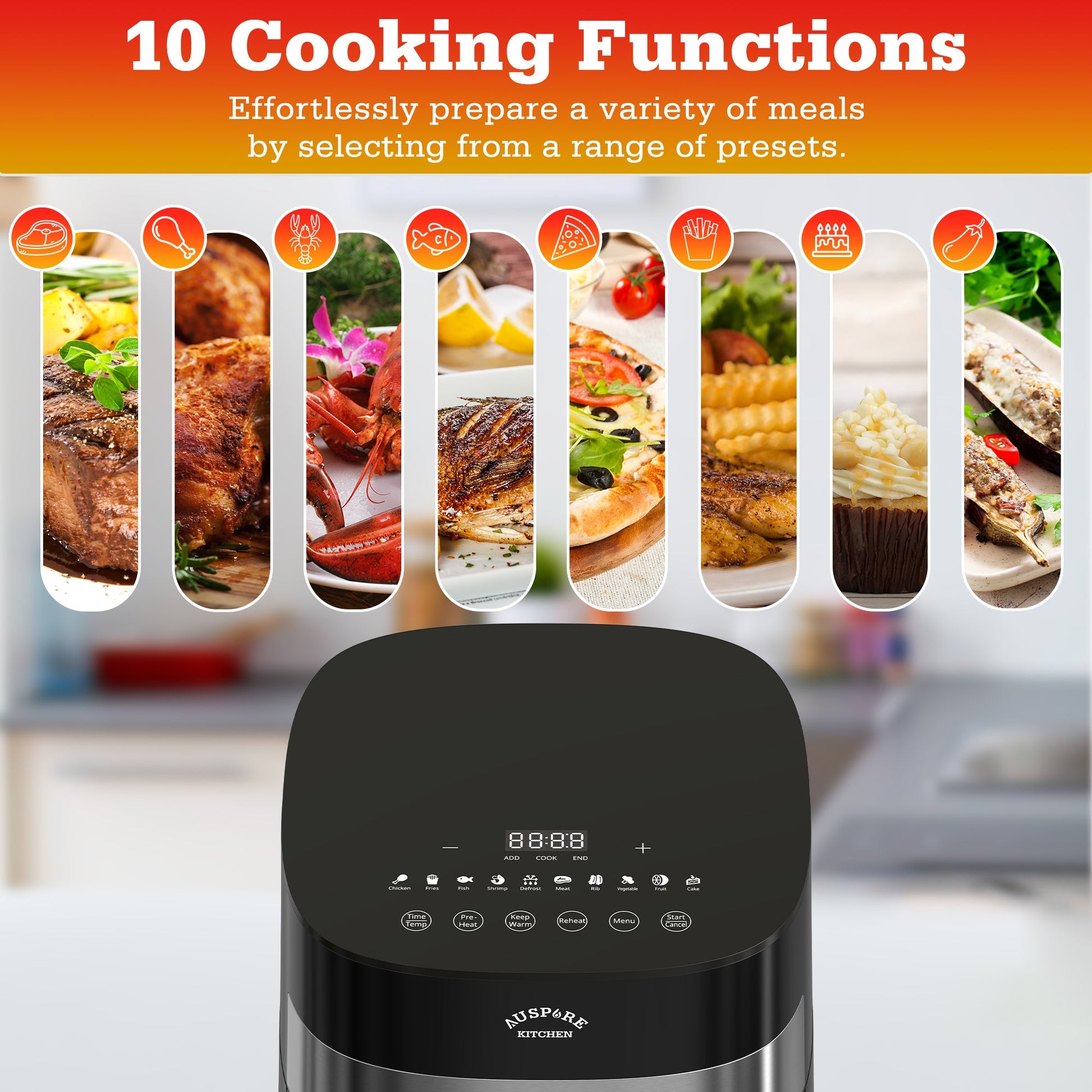 AUSPURE Air Fryer 7L Premium Digital with Cookbook, Nonstick Tray