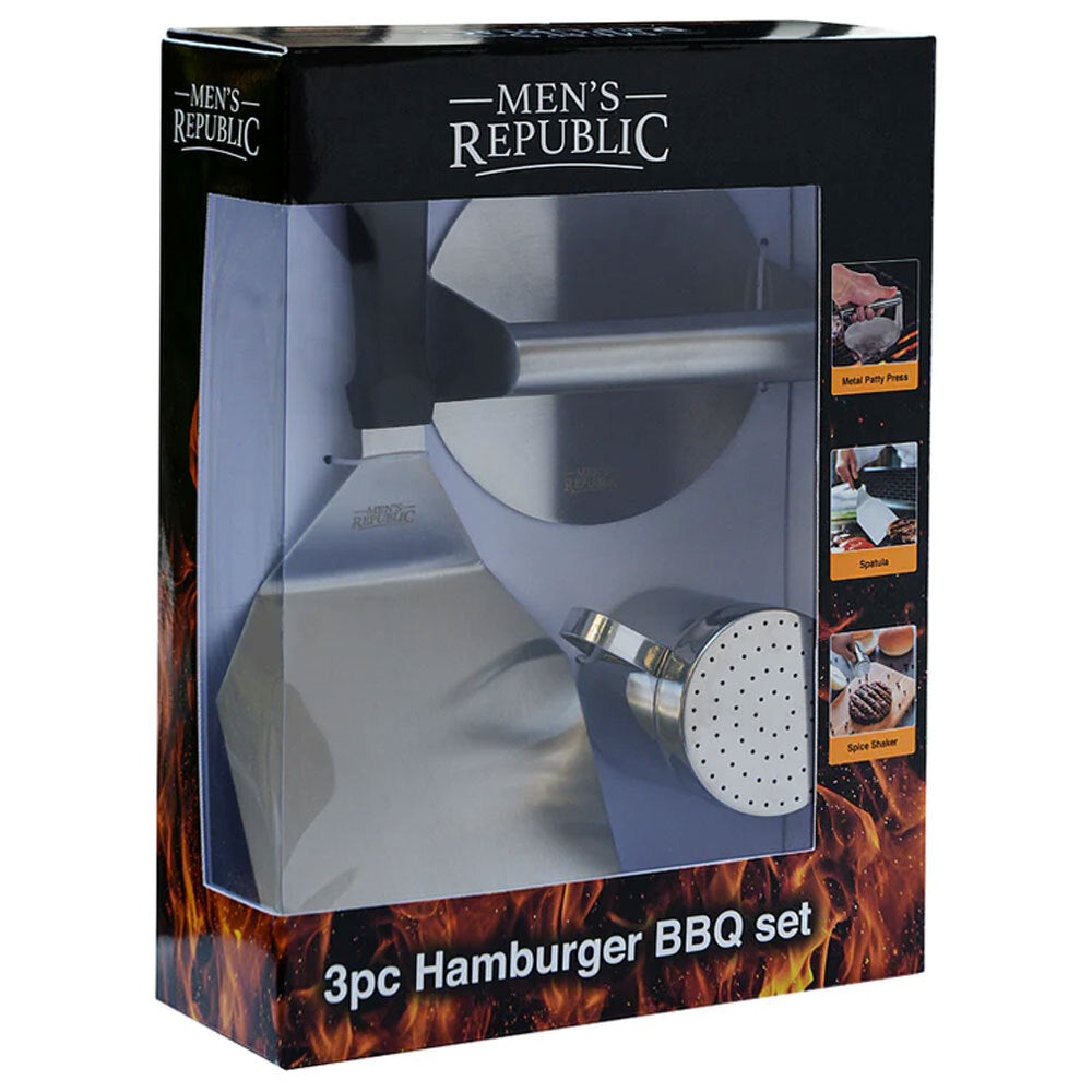 Men's Republic Premium 3-Piece Hamburger BBQ Grilling Set