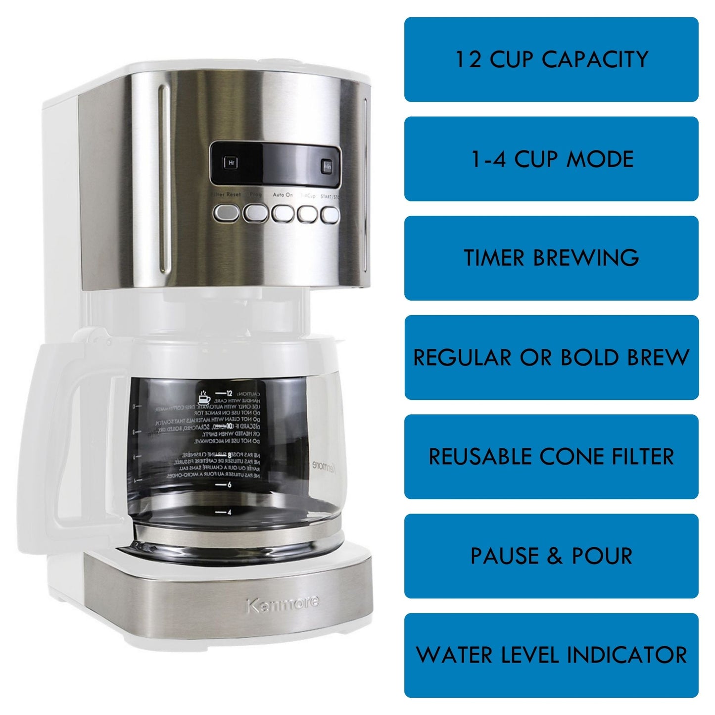 Kenmore Drip Coffee Maker 12‑Cup White