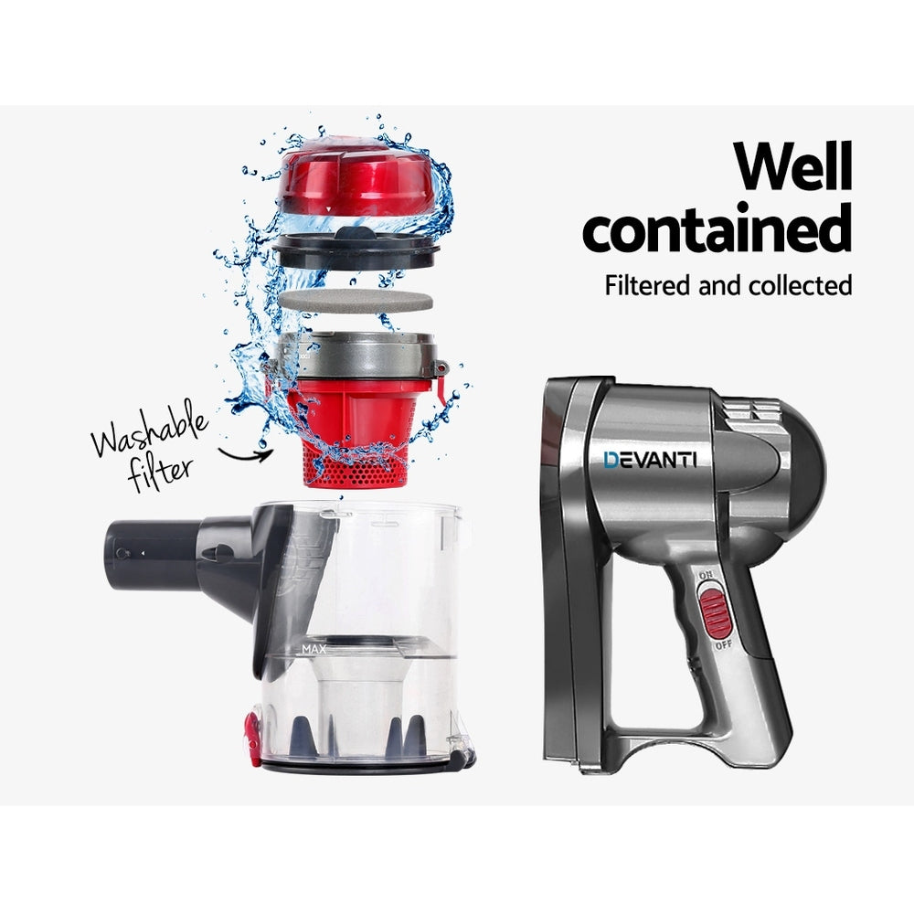 Devanti Stick Vacuum Cleaner Handheld Corded 450W (Red)
