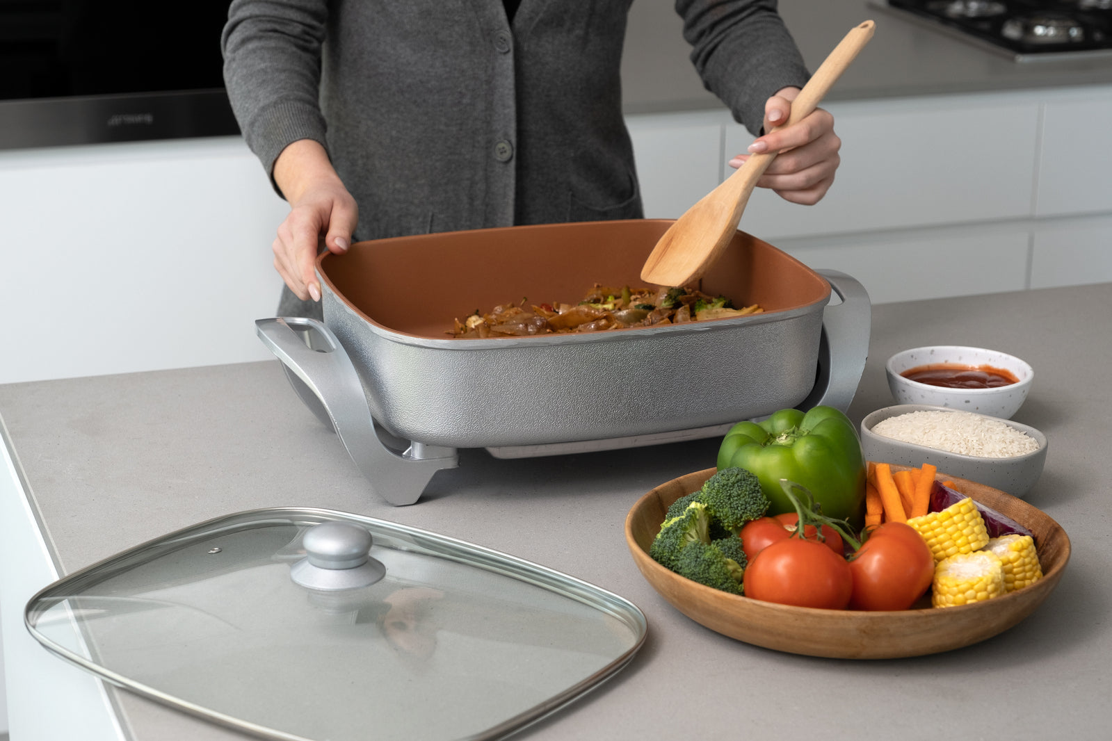 Healthy Choice 7.9L Electric Non-Stick Copper Fry Pan