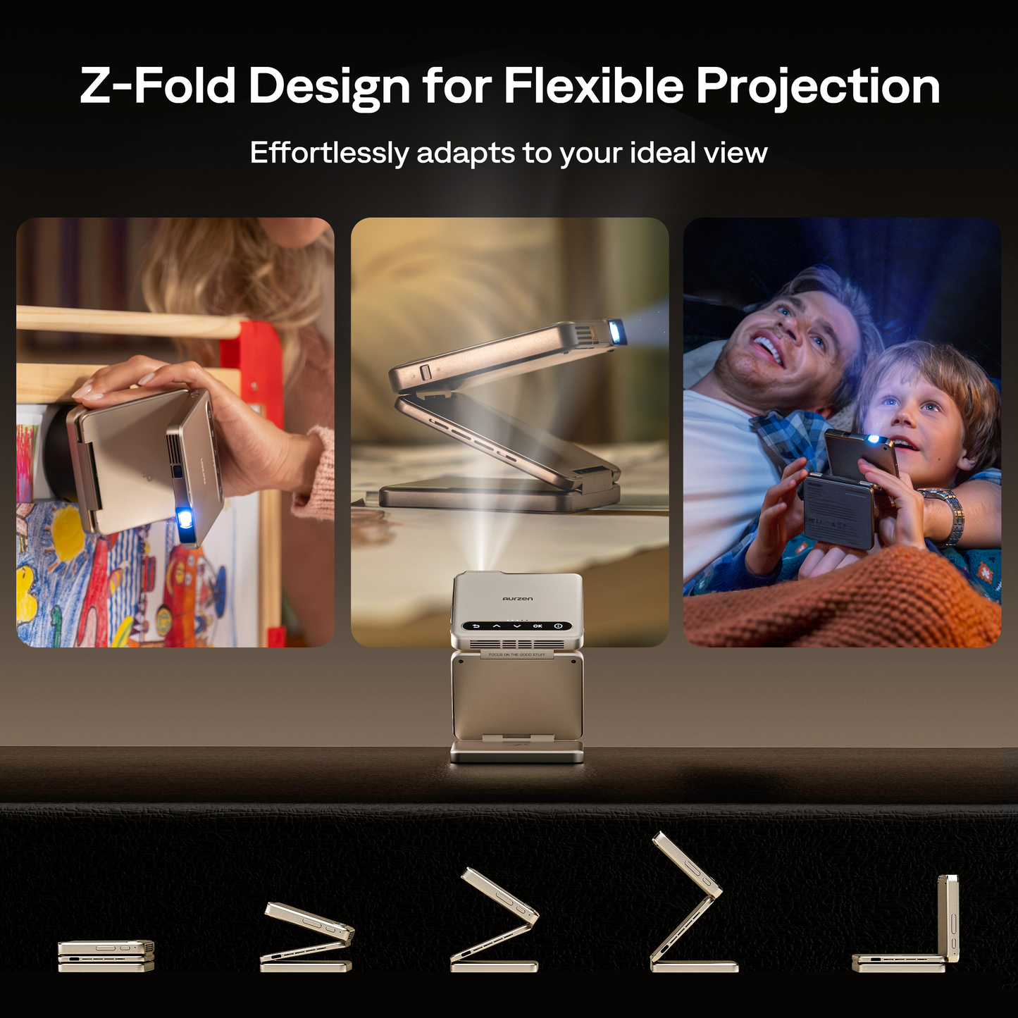 Aurzen ZIP Tri-Fold Portable Projector Cyber Limited Edition