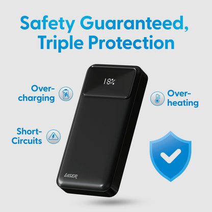 Laser 20000mAh Powerbank 18W PD with LED Indicator (Black)