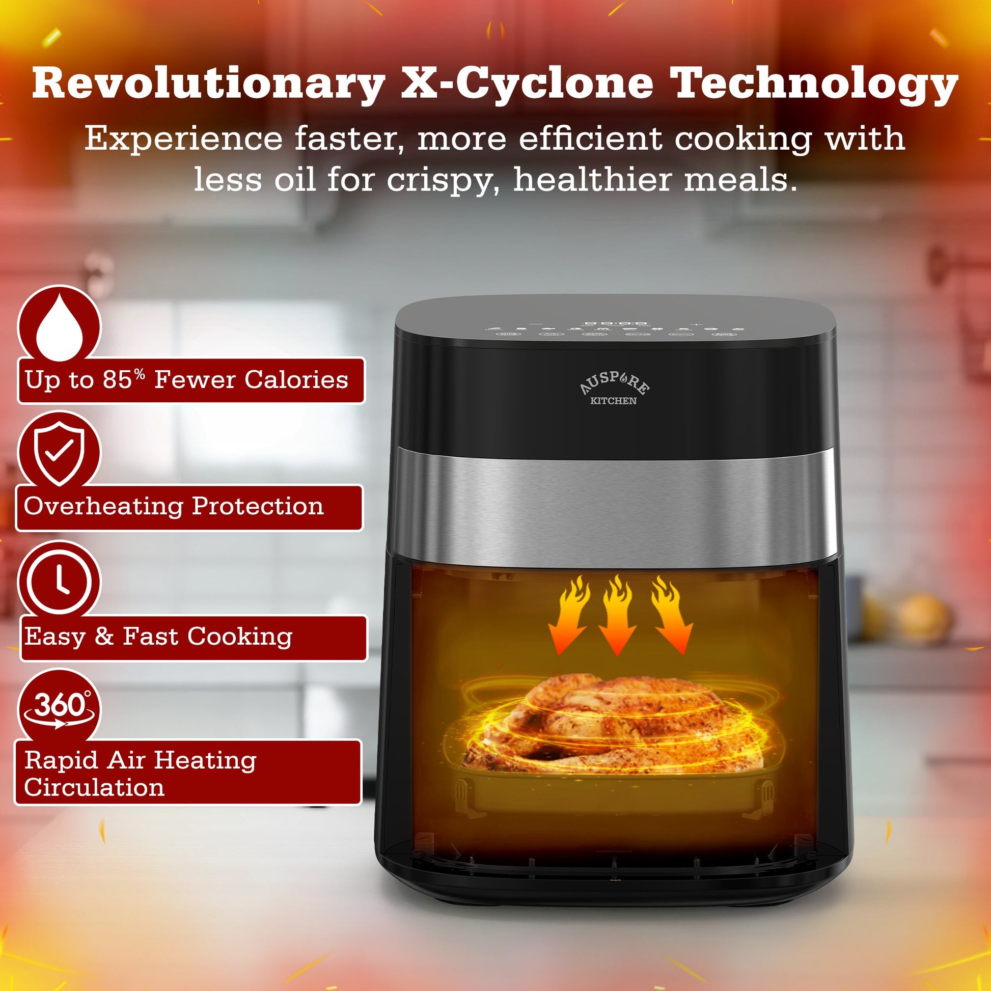 AUSPURE Air Fryer 7L Premium Digital with Cookbook, Nonstick Tray