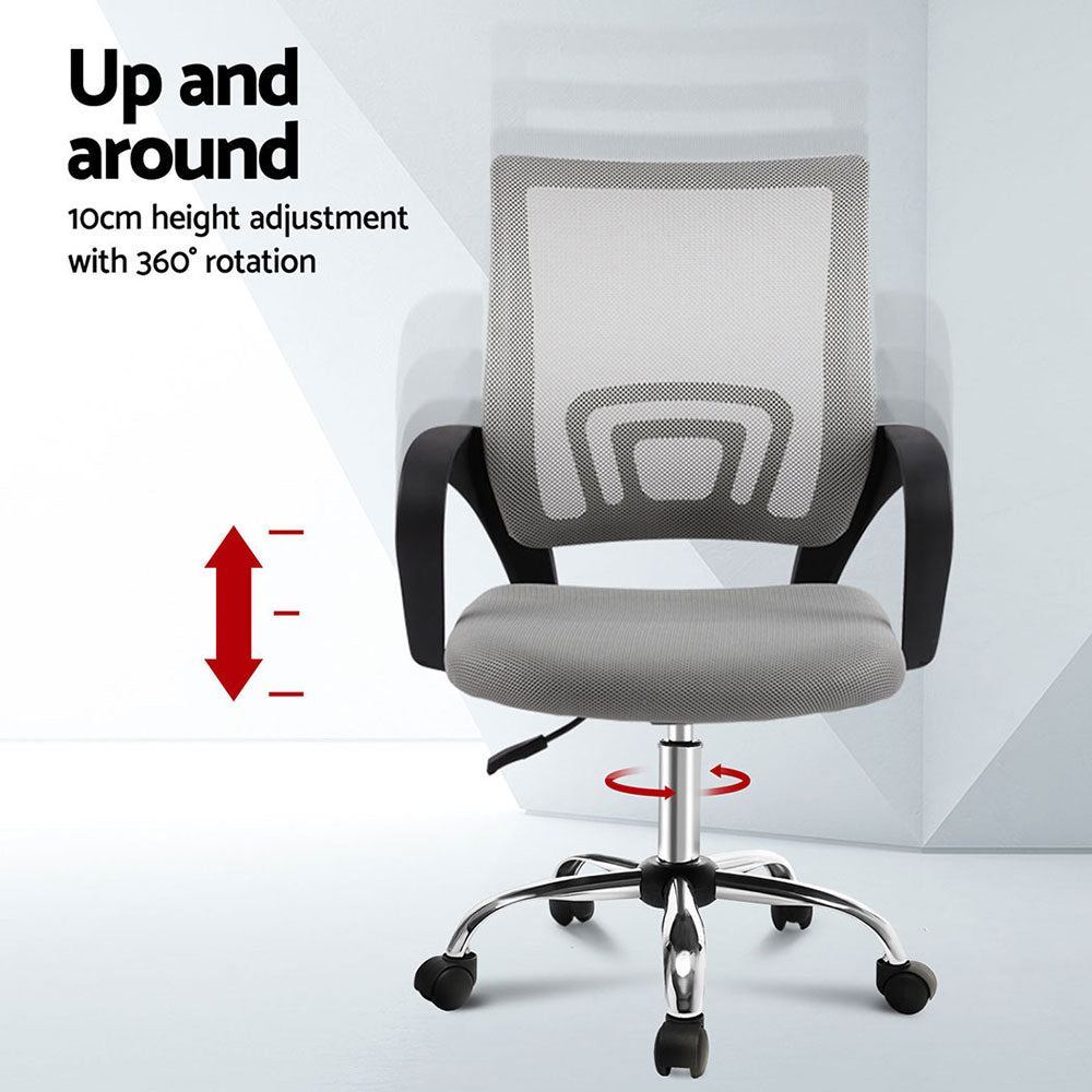 Artiss 2x Mesh Office Chair Mid Back (Grey)