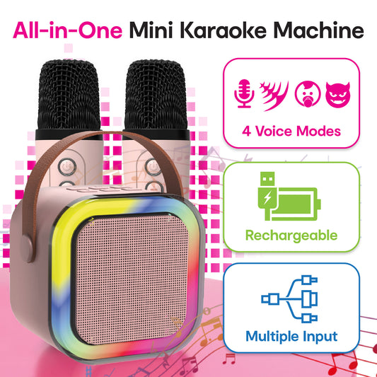 Laser Bluetooth Karaoke Speaker (Pink)
