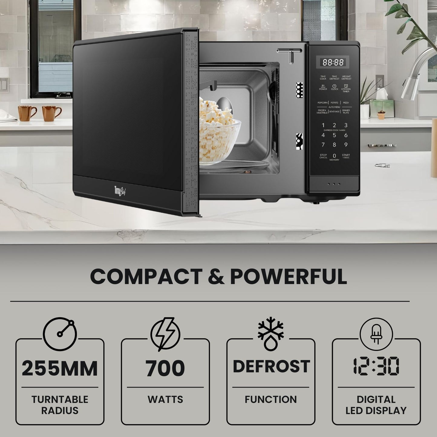 Total Chef 700W Microwave Oven 20L Black
