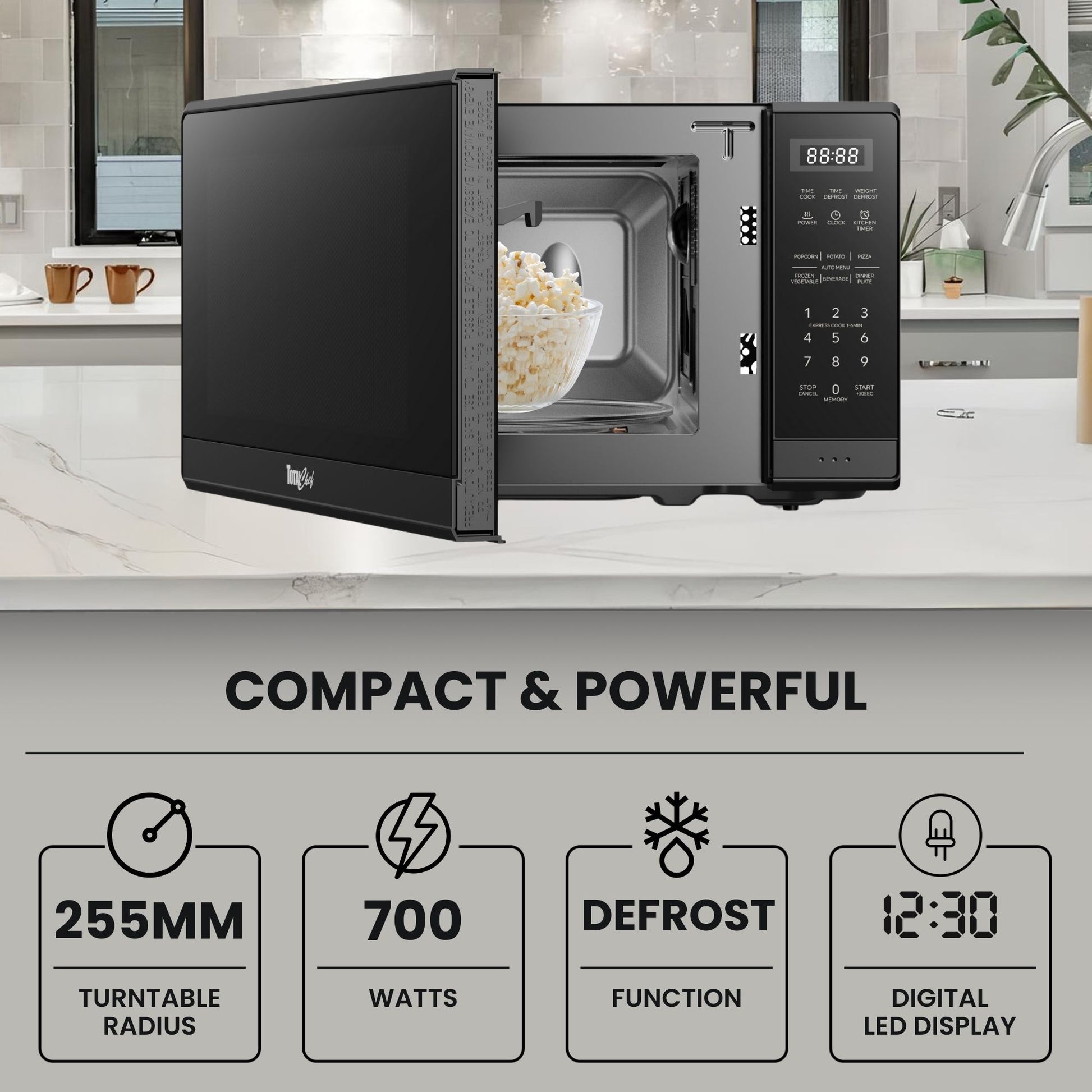 Total Chef 700W Microwave Oven 20L Black