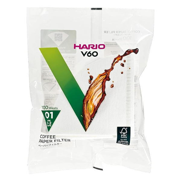 Hario V60 100Pcs White Paper Filters Bulk - 1 Cup